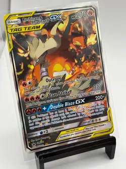 Pokemon TCG Tag Team Card Reshiram & Charizard GX Black Star Promo SM201 LP - Image 2