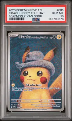 2023 Pokemon Black Star SV Promo 85 - Van Gogh Pikachu w/ Grey Felt Hat - PSA 10 - Image 1