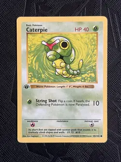 Pokemon TCG Caterpie 45/102 1st Edition Base Set Shadowless (English) - MP - Image 3