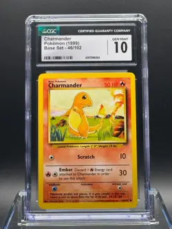 CGC 10 GEM MINT 💎 - Charmander 046/102 Base Set Regular - 1999 Pokemon - Image 1