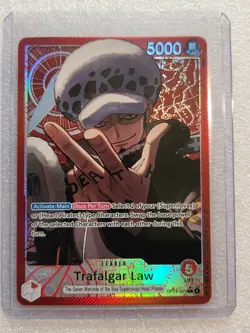 One Piece TCG English OP14-001 Trafalgar Law Leader Alt Art Parallel - Image 1