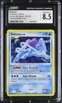 CGC 8.5 Suicune 2010 Secret Wonders 19/132 Holo Pokemon Card - Image 1