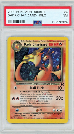 2000 Pokemon Team Rocket Dark Charizard 4/82 Holo PSA 7 - Image 1