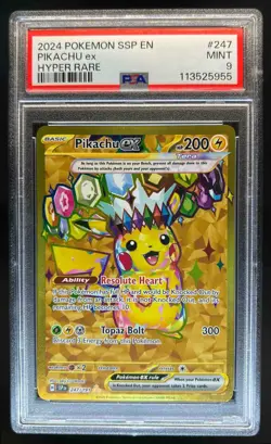 2024 Pokemon SV Surging Sparks Pikachu Ex #247/191 PSA 9 - Image 1