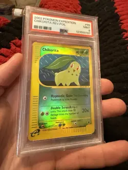 2002 Pokemon Expedition Base Set Chikorita 99/165 Reverse Holo Rare Card PSA 9 - Image 1