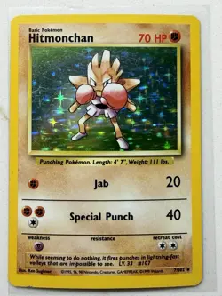 Hitmonchan 7/102 Base Set HOLO Rare Pokemon MP-LP - Image 1