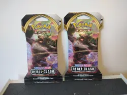 Pokemon 2 Packs 2020 Pokemon Sword & Shield Rebel Clash Booster Pack TCG - Image 1