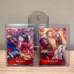 One Piece Card Game Chinese 2024 New Year Red Packet Zoro Luffy Promo 2 Card - Image 1