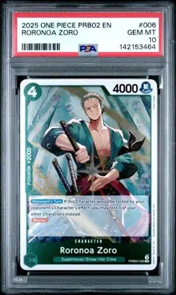 Roronoa Zoro PSA 10 Rare Foil One Piece PRB02 #006 - Image 1