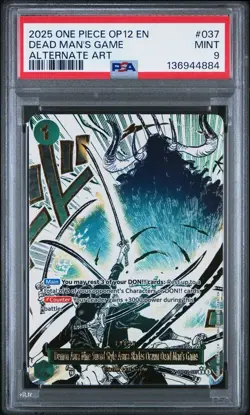 2025 ONE PIECE OP12 DEAD MAN'S GAME ALTERNATE ART PSA 9 - Image 1