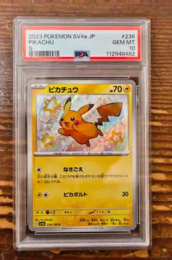 PSA 10 Pikachu S Shiny Rare 236/190 Shiny Treasure Japanese SV4a Pokemon Card - Image 1