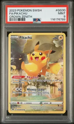 Pokemon Pikachu PSA 9 Mint GG30/GG70 Full Art Crown Zenith Galarian Gallery - Image 1
