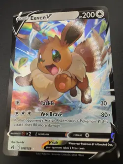 Pokemon TCG Eevee V 108/159 Crown Zenith Holo Pack Fresh Rare - NM - Image 4
