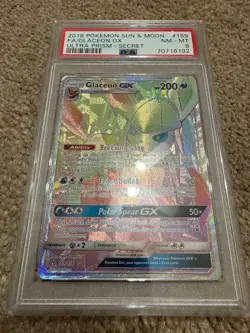 2018 POKEMON ULTRA PRISM GLACEON GX #159 SECRET RARE PSA 8 NM #41399630 - Image 1