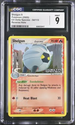 CGC 9 MINT Shelgon EX Delta Species 54/113 Reverse Holo Stamped Pokemon Card - Image 1