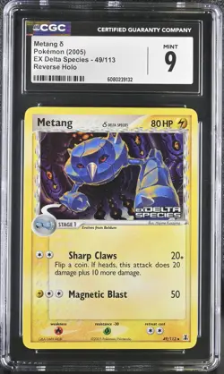 CGC 9 MINT Metang 2005 EX Delta Species 49/113 Reverse Holo Stamped Pokemon Card - Image 1