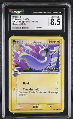 CGC 8.5 Dratini 2005 EX Delta Species 65/113 Reverse Holo STAMPED Pokemon Card - Image 1