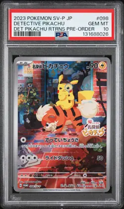 2023 POKEMON JPN SV-P PROMO #098 DETECTIVE PIKACHU PSA 10 - Image 1
