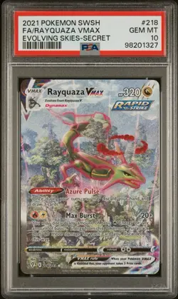 Pokemon 2021 Rayquaza VMAX 218/203 Alt Art Evolving Skies GEM MINT PSA 10 - Image 1