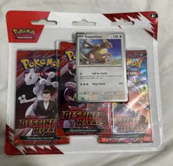 Pokemon TCG Pokemon Destined Rivals 3 Pack Blister Kangaskhan DAMAGED - Image 1