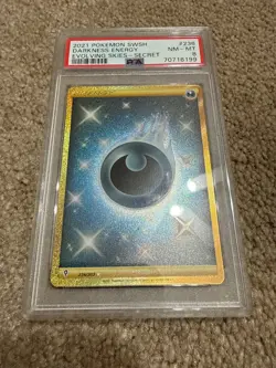 2021 POKEMON SWORD & SHIELD EVOLVING SKIES SECRET #236 DARKNESS ENERGY PSA 8 - Image 1