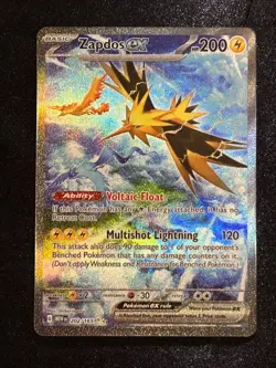 Pokemon TCG Zapdos EX 202/165 Sv151: Full Art Ultra Rare Holo Card - Image 1