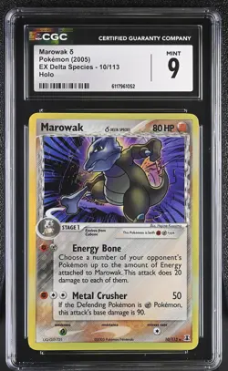 CGC 9 MINT Marowak 2005 EX Delta Species 10/113 Holo Pokemon Card - Image 1