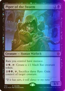 MTG FOIL PIPER OF THE SWARM 392 - THRONE OF ELDRAINE ELD - BUNDLE PROMO - BLACK - Image 1