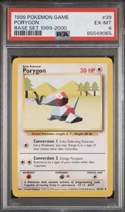 PSA 6 EX-MT Porygon SHADOWLESS Pokemon Base Set 1999 39/102 - Image 1