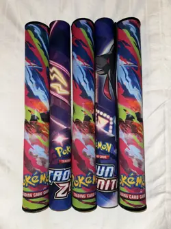 Pokemon Playmat Lot (5x TOTAL) 3x Phantasmal Flames UPC/2x Crown Zenith Marnie - Image 1