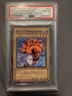 Yugioh Lob-035 1st PSA 10 Gem Mint Ray & Temperature Legend Of Blue-Eyes - Image 1