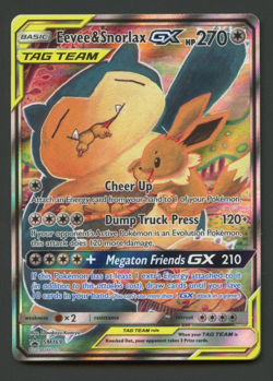 Eevee & Snorlax GX SM169 LP Black Star Promo Pokemon Card - Image 1