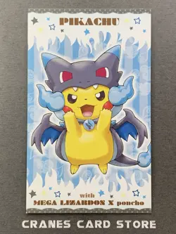 [NM] Pokemon Poncho Pikachu Mega Charizard X Business Card 2015 XY Promo Japan - Image 1