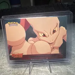 Pokemon Topps Mewtwo Strikes Back “Super Psychic Pokemon” Scene Card (1999) Holo - Image 1