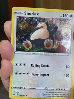 POKEMON SNORLAX 140/202 RARE COSMOS HOLOFOIL WITH SWIRL SWORD & SHIELD NM CARD - Image 1