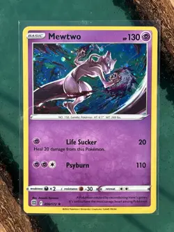 Pokemon Mewtwo Cosmo SWIRL Promo 056/172 Mew V Box Exclusive! W/ Holo Bleed ✨ - Image 2