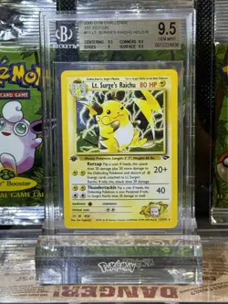 2000 POKEMON GYM CHALLENGE 1ST EDITION LT. SURGES RAICHU HOLO R BGS 9.5 - Image 1