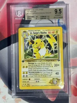 2000 POKEMON GYM CHALLENGE 1ST EDITION LT. SURGES RAICHU HOLO R BGS 9.5 - Image 3