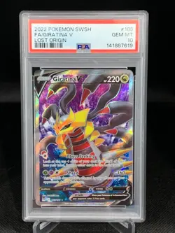 PSA 10 GEM MINT Giratina V Lost Origin Full Art Holo Rare 2022 Pokemon 185/196 - Image 1