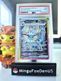 PSA 9 💎 2025 POKEMON PRE EN-PRISMATIC EVOLUTIONS SIR VAPOREON EX #149/131 - Image 1