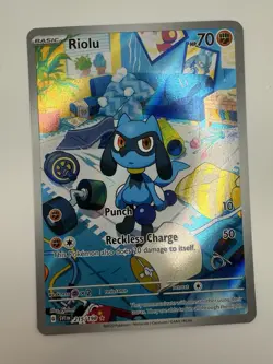 Pokemon Riolu TCG Scarlet & Violet Base Set Holo Card 215/198 Illustration Rare - Image 1