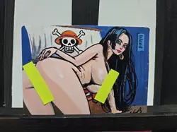 MTG Island Alter Boa Hancock One Piece Waifu Hand Painted Acrylic Art By BAZAYO - Image 1