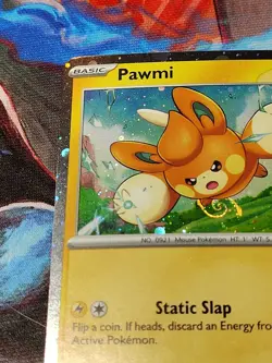 Pokemon TCG Pawmi SVP040 Promo Cosmo Holo HD Galaxy Swirl Mew Tail - Image 2