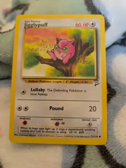 Jigglypuff 77/130 - Common - Vintage English Base Set 2 Pokemon Card LP - Image 1