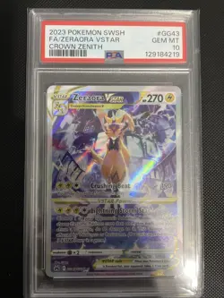2023 Pokemon Sword & Shield Crown Zenith #GG43 Full Art Zeraora VSTAR PSA 10 - Image 1