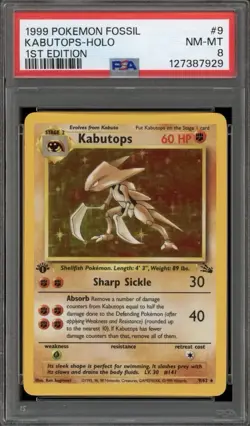 Pokemon Kabutops Fossil 1st Edition Holo Rare #9 PSA 8 - Image 3