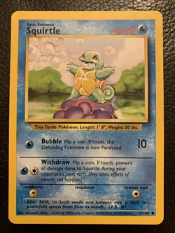 SQUIRTLE - Base Set - 63/102 - Common - Pokemon Card - Unlimited Edition - MP - Image 1