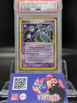 2006 POKEMON EX HOLON PHANTOMS GOLD STAR #103 MEWTWO-HOLO PSA 3 - Image 1