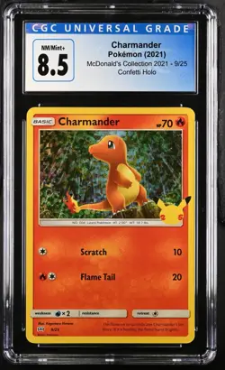 2021 Pokemon Charmander Confetti Holo 9/25 McDonald's Collection CGC 8.5 - Image 1