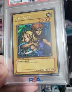 2003 Yu-Gi-Oh! Gemini Elf 1st Edition Secret Rare LON-000 PSA 9 FOIL BLEED - Image 3